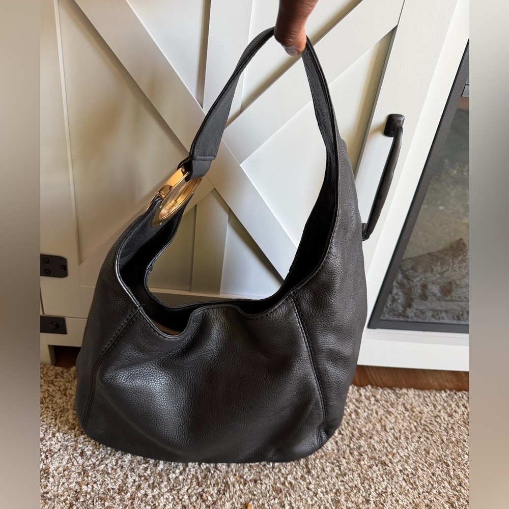 MICHAEL Michael Kors Fulton Black Leather Hobo Bag Purse - Picture 6 of 15